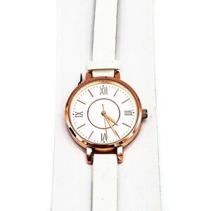 MOVT Quartz Dress Watch – Rose Gold Case, White Dial with Roman Numerals